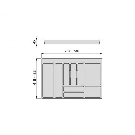 Range-couvert Optima Universal pour caisson de 800 mm, Gris Range-couvert Optima Universal pour caisson de 800 mm, Gris