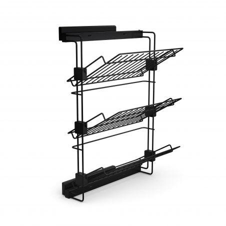 Porte-chaussures latéral coulissant Hack pour placards et dressing, Noir, Sens Gauche Porte-chaussures latéral coulissant Hack pour placards et dressing, Noir, Sens Gauche