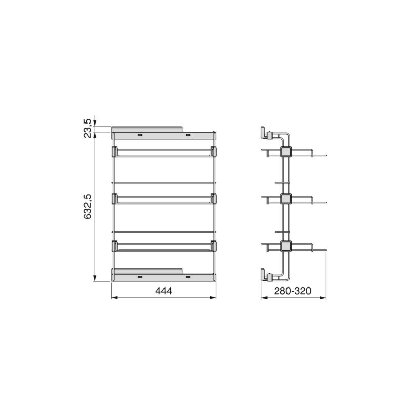 Porte-chaussures latéral coulissant Hack pour placards et dressing, Noir, Sens Gauche