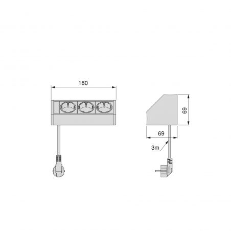 Multiconnecteur V Dock, 3 prises, Anodisé mat Multiconnecteur V Dock, 3 prises, Anodisé mat