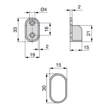 Kit tube de penderie, ovale 30 x 15 mm, 950 mm, Acier, Chromé Kit tube de penderie, ovale 30 x 15 mm, 950 mm, Acier, Chromé