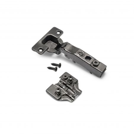 Lot de 20 charnières droite pour montage en applique X91 avec fermetures souples et cales Euro, Hauteur 0, Titane Lot de 20 charnières droite pour montage en applique X91 avec fermetures souples et cales Euro, Hauteur 0, Titane