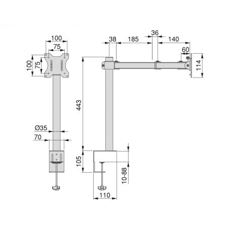 Support écran inclinable et rotatif à 360° sur table, Noir Support écran inclinable et rotatif à 360° sur table, Noir