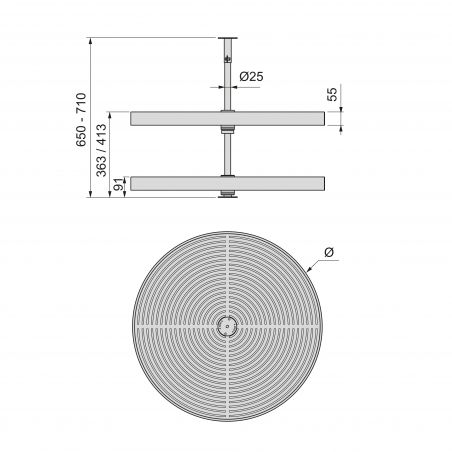 Tourniquet rond Shelvo pour caisson de 800 mm, Gris Tourniquet rond Shelvo pour caisson de 800 mm, Gris