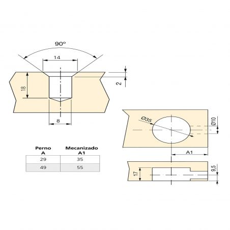 Lot de 10 excentriques diamètre 35mm avec boulon M8 et écrou avec capuchon en plastique, pour planche de 20mm, Blanc Lot de 10 excentriques diamètre 35mm avec boulon M8 et écrou avec capuchon en plastique, pour planche de 20mm, Blanc