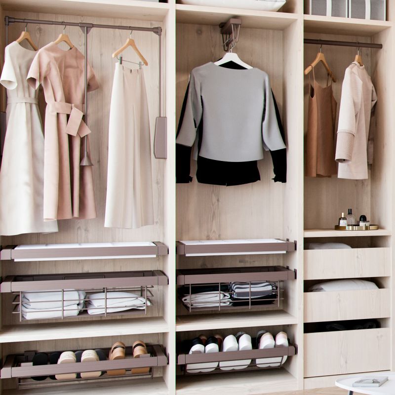 Penderie rabattable Hang pour armoire de largeur 600 à 830 mm, Moka