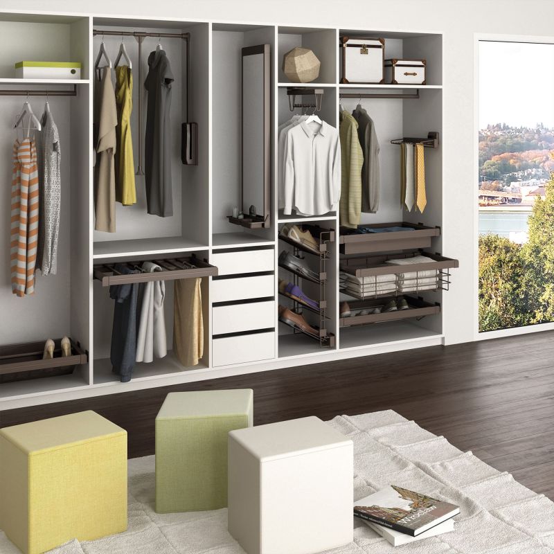 Penderie rabattable Hang pour armoire de largeur 600 à 830 mm, Moka