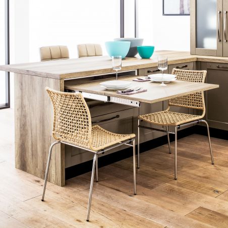 Coulisses Lunch pour table escamotable, Inox brossé Coulisses Lunch pour table escamotable, Inox brossé