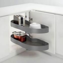 Plateaux pivotants Lake Harmony pour meuble d'angle, Sens Gauche, Hauteur réglable, Anthracite