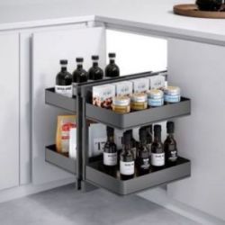 Ferrure Harmony 4 plateaux pour meuble d'angle, Sens Droite/Gauche, Gris anthracite