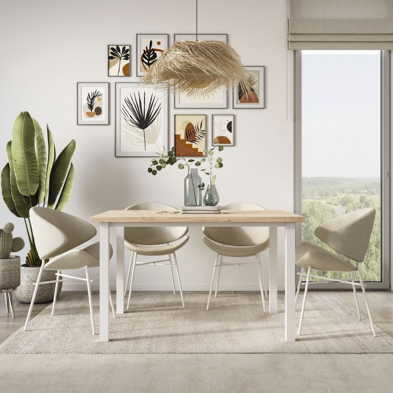 Piètement de table avec pieds carrés et cadre 1150 x 750 mm, Blanc