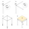 Piètement de table avec pieds carrés et cadre 1150 x 750 mm, Blanc Piètement de table avec pieds carrés et cadre 1150 x 750 mm, Blanc