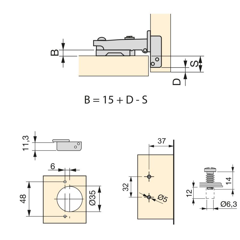 Lot de 20 charnières droite pour montage en applique X91 avec fermetures souples et cales Euro, Hauteur 0, Acier, Nickelé