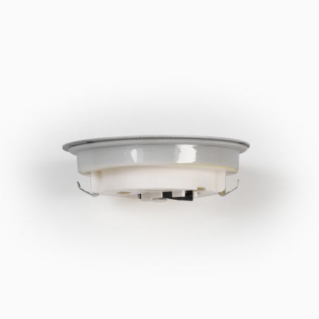 Spot décoratif HALO bibliothèque et meuble avec LED 2W, vue de dessous montrant le mécanisme d’installation blanc et gris.