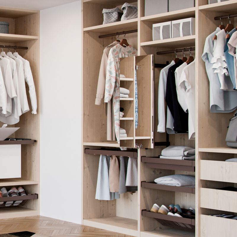 Porte-pantalons extractible 7 tringles pour caisson de 600 mm, Moka