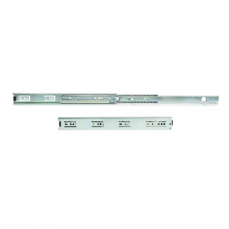 Jeu de coulisses roulement à billes, hauteur 45mm, profondeur 500mm, sortie totale avec supports, Zingué Jeu de coulisses roulement à billes, hauteur 45mm, profondeur 500mm, sortie totale avec supports, Zingué