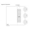 Plan montrant l’emplacement du prolongateur de plan de travail PLAK en acier blanc mat 250 mm, avec coins et repères d’installat