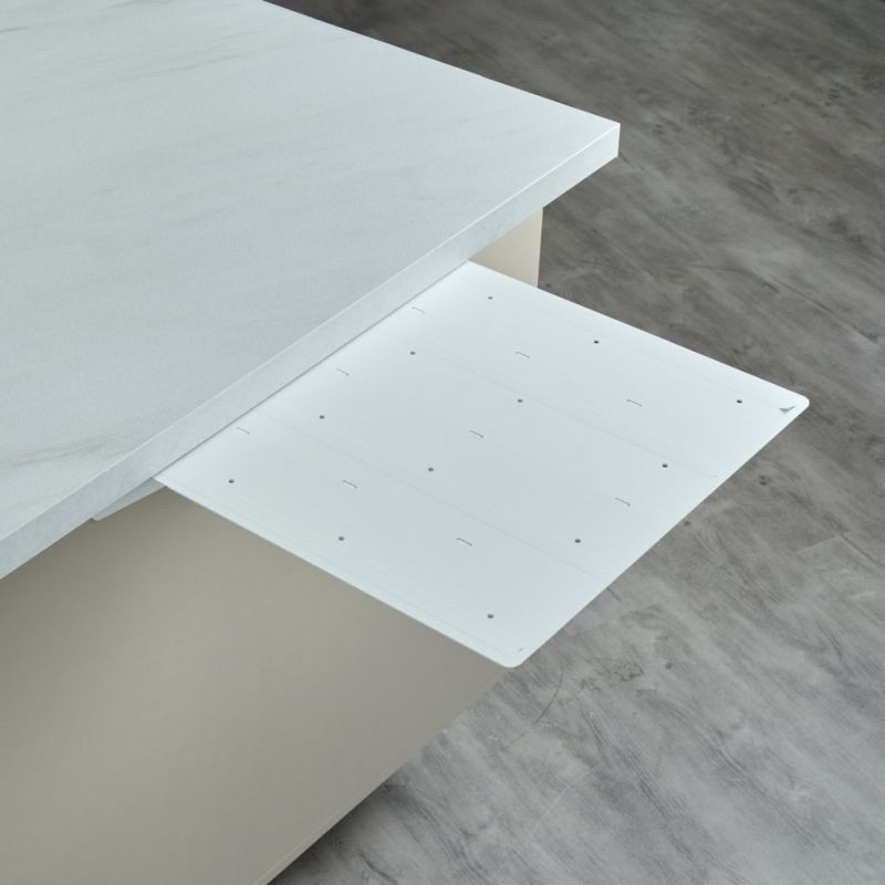 Prolongateur de plan de travail PLAK 450x450mm - extension snack, acier blanc fixé sur le côté d’un meuble.