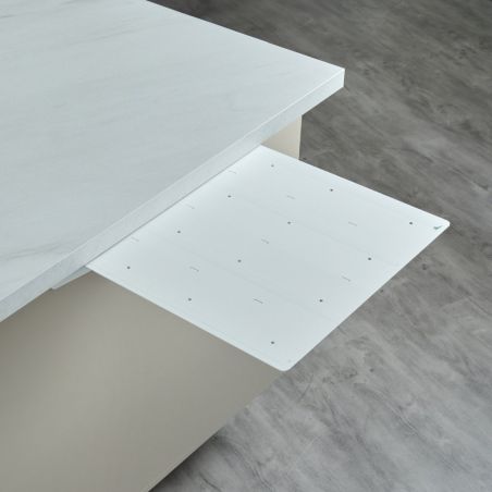 Prolongateur de plan de travail PLAK 450x450mm - extension snack, acier blanc fixé sur le côté d’un meuble.