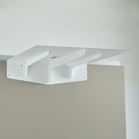 Prolongateur de plan de travail PLAK 450x450mm en blanc, montage sous-table avec ailettes de soutien et plaque de fixation fonct