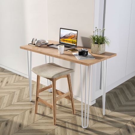 Lot de 4 pieds Hairpin 3 barres pour table, hauteur 710 mm, Blanc Lot de 4 pieds Hairpin 3 barres pour table, hauteur 710 mm, Blanc