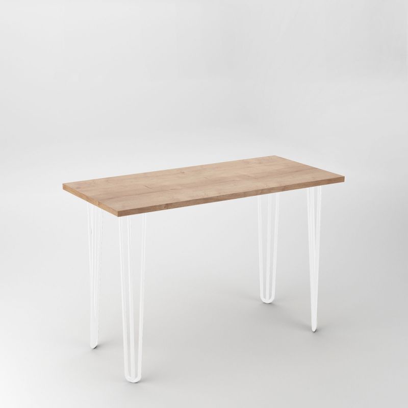 Lot de 4 pieds Hairpin 3 barres pour table, hauteur 710 mm, Blanc