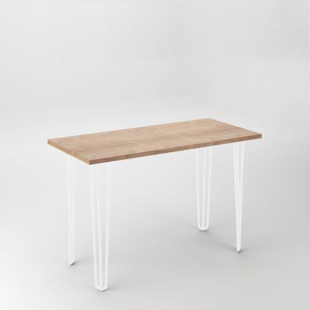 Lot de 4 pieds Hairpin 3 barres pour table, hauteur 710 mm, Blanc Lot de 4 pieds Hairpin 3 barres pour table, hauteur 710 mm, Blanc