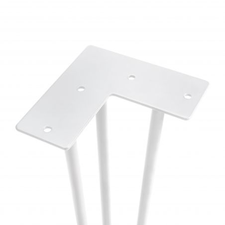 Lot de 4 pieds Hairpin 3 barres pour table, hauteur 710 mm, Blanc