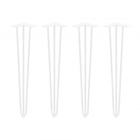 Lot de 4 pieds Hairpin 3 barres pour table, hauteur 710 mm, Blanc Lot de 4 pieds Hairpin 3 barres pour table, hauteur 710 mm, Blanc