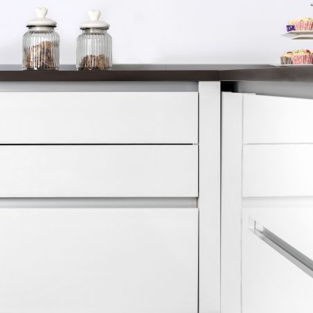 Kit de 2 profils centraux Gola pour meubles de cuisine, longueur 2,35mm avec accessoires, Anodisé mat