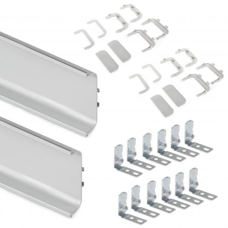 Kit de 2 profils centraux Gola pour meubles de cuisine, longueur 2,35mm avec accessoires, Anodisé mat