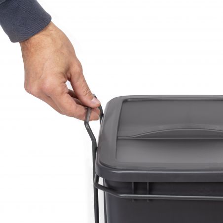 Poubelle de tri Recycle, 2 bacs de 35 L, fixation au sol et extraction manuelle, Gris anthracite