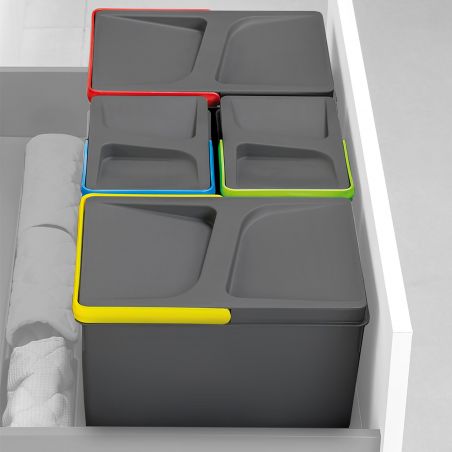 Kit poubelle Recycle avec base 36L 4 bacs pour caisson de 900 mm Kit poubelle Recycle avec base 36L 4 bacs pour caisson de 900 mm