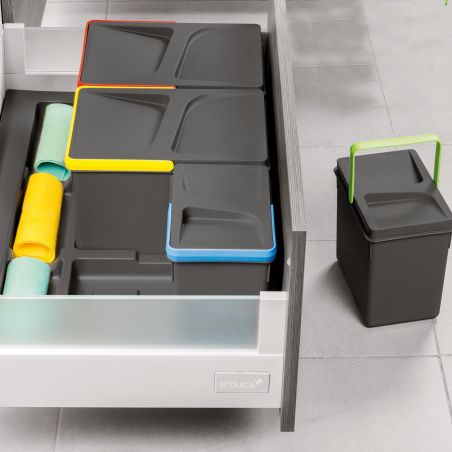 Kit poubelle Recycle avec base 36L 4 bacs pour caisson de 900 mm Kit poubelle Recycle avec base 36L 4 bacs pour caisson de 900 mm