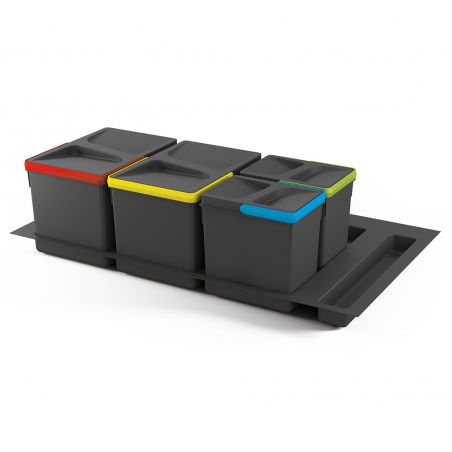 Kit poubelle Recycle avec base 36L 4 bacs pour caisson de 900 mm Kit poubelle Recycle avec base 36L 4 bacs pour caisson de 900 mm