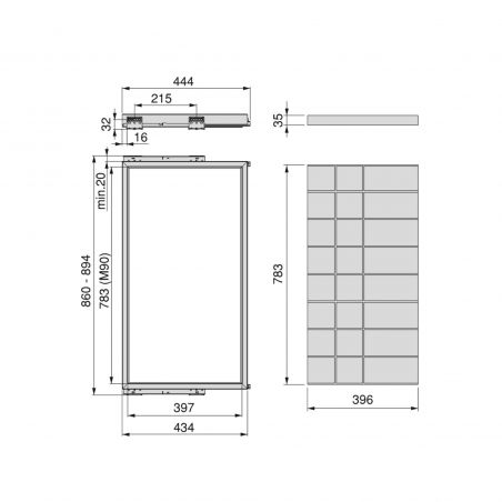 Kit de tiroir d'organisation avec amortisseur pour caisson de 900 mm, Noir Kit de tiroir d'organisation avec amortisseur pour caisson de 900 mm, Noir