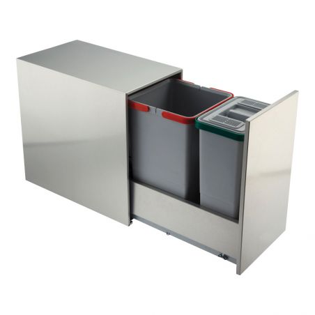 Poubelle coulissante inox 20L 2 bacs Poubelle coulissante inox 20L 2 bacs