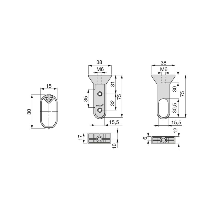 Kit tube de penderie Silk, 1,15 m, Noir