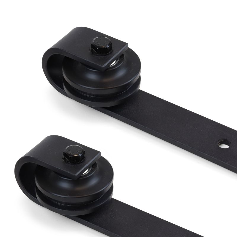 Kit de quincaillerie pour porte coulissante suspendue en bois sans fermeture souple, porte non incluse, Noir