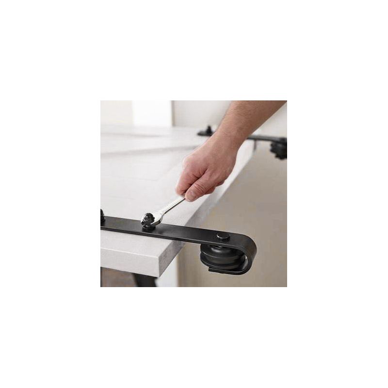 Kit de quincaillerie pour porte coulissante suspendue en bois sans fermeture souple, porte non incluse, Noir