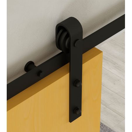 Kit de quincaillerie pour porte coulissante suspendue en bois sans fermeture souple, porte non incluse, Noir Kit de quincaillerie pour porte coulissante suspendue en bois sans fermeture souple, porte non incluse, Noir