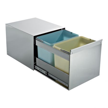 Poubelle coulissante inox 36L 2 bacs