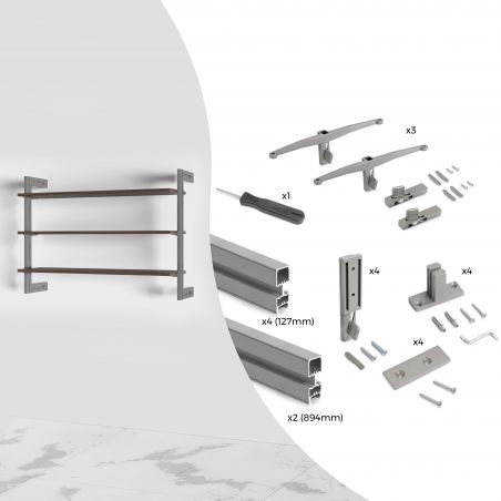Kit de structure modulaire Zéro avec matériel de fixation murale, Gris Kit de structure modulaire Zéro avec matériel de fixation murale, Gris