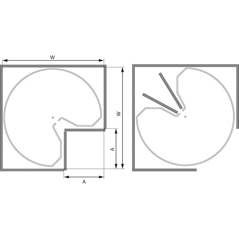 2 Plateaux 3/4 rond Arena Classic Blanc pour ferrure Revo 90 sur caisson de 800 mm