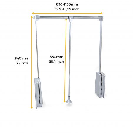 Penderie rabattable Hang pour armoire de largeur 830 à 1150 mm, Chromé Penderie rabattable Hang pour armoire de largeur 830 à 1150 mm, Chromé