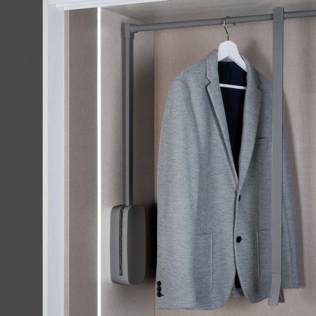 Penderie rabattable Sling pour armoire de largeur 450 à 600 mm, Titane