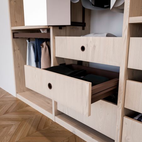 Kit panier métallique avec cadre coulissant pour caisson de 800 mm, Moka