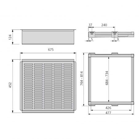 Kit panier métallique avec cadre coulissant pour caisson de 800 mm, Moka