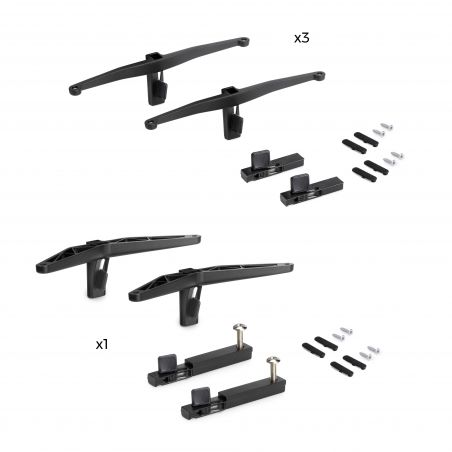 Kit de 3 jeux de supports d'étagères en bois et 1 jeu de supports de modules, Noir Kit de 3 jeux de supports d'étagères en bois et 1 jeu de supports de modules, Noir