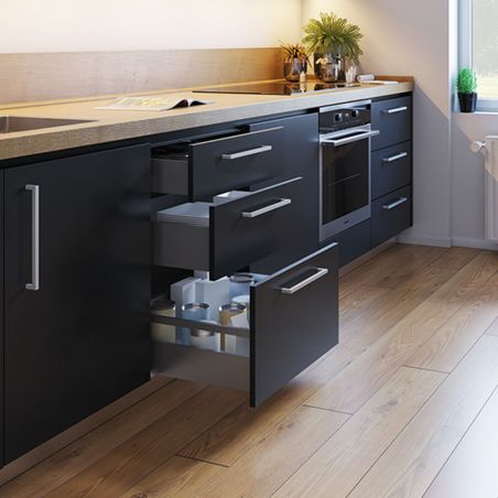 Tiroir Vertex 40 kg hauteur 93 mm, profondeur 500 mm avec panneaux inclus pour caisson de 600 mm, Anthracite Tiroir Vertex 40 kg hauteur 93 mm, profondeur 500 mm avec panneaux inclus pour caisson de 600 mm, Anthracite